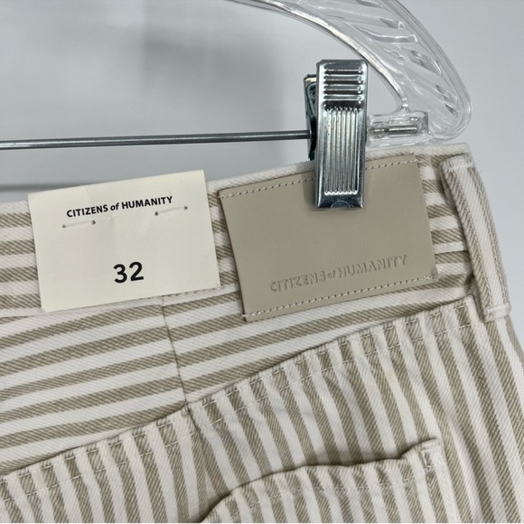 Citizens of Humanity Horseshoe Barrel Striped Baggy Jean in Khaki Stripe 32 NWT - Picture 9 of 12